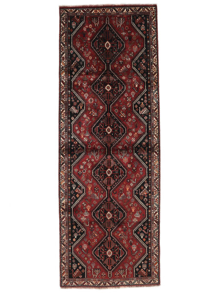 114X320 Ghashghai Orientalisk Hallmatta Svart/Mörkröd (Ull, Persien/Iran) Carpetvista