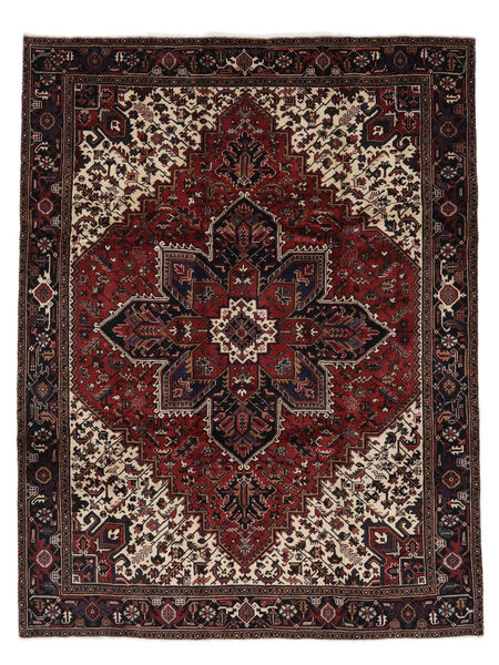 256X337 Tapete Oriental Heriz Preto/Vermelho Escuro Grande (Lã, Pérsia/Irão) Carpetvista