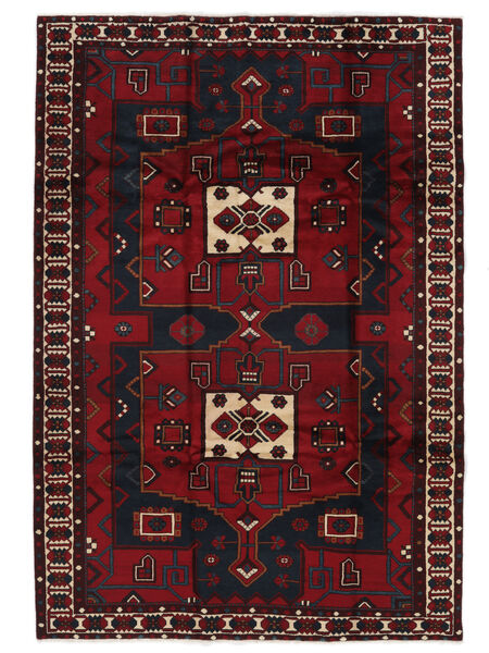 196X291 絨毯 バクティアリ オリエンタル ブラック/ダークレッド (ウール, ペルシャ/イラン) Carpetvista