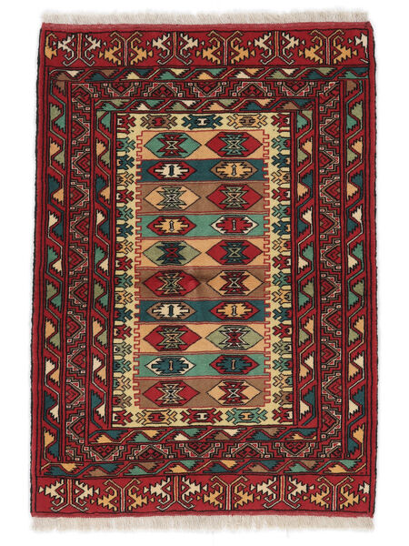  Oriental Turkaman Rug 85X119 Black/Dark Red Wool, Persia/Iran Carpetvista