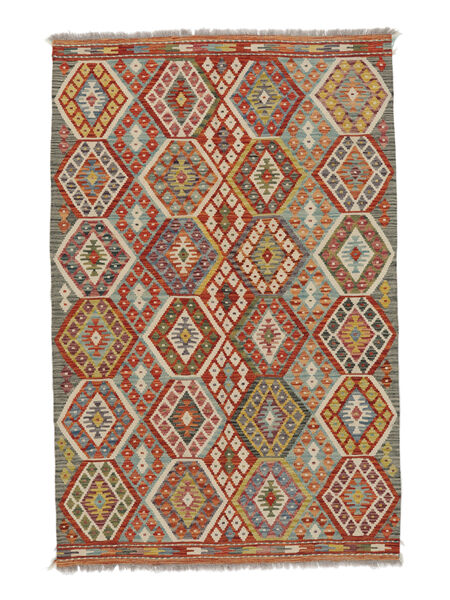 絨毯 キリム アフガン オールド スタイル 124X190 茶色/ダークレッド (ウール, アフガニスタン)