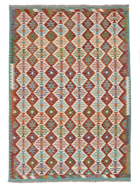  Oriental Kilim Afghan Old Style Rug 201X292 Brown/Beige Wool, Afghanistan Carpetvista