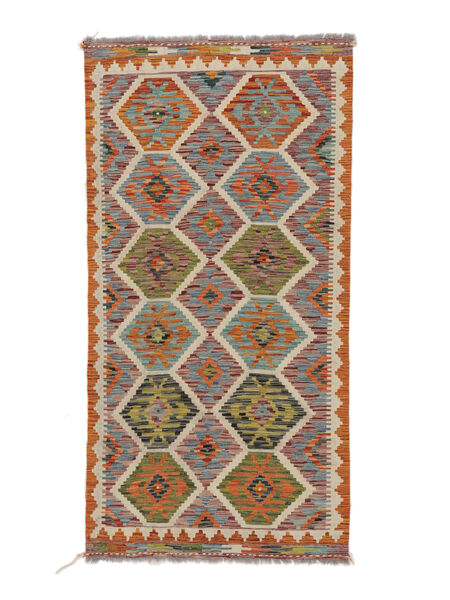103X200 Tappeto Kilim Afghan Old Style Orientale Marrone/Verde (Lana, Afghanistan) Carpetvista