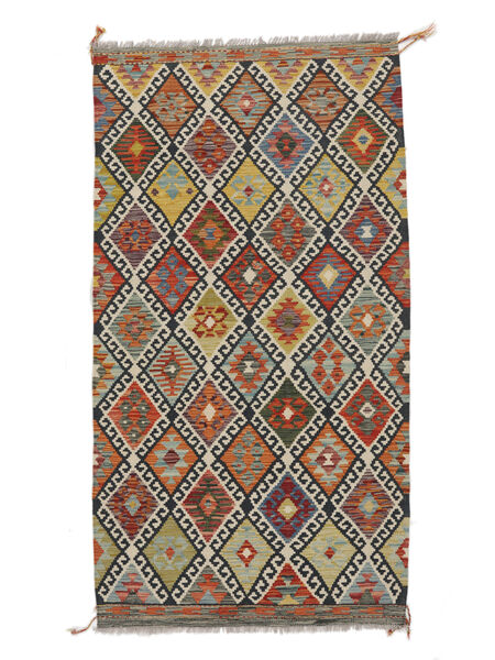 絨毯 オリエンタル キリム アフガン オールド スタイル 105X194 茶色/ブラック (ウール, アフガニスタン)