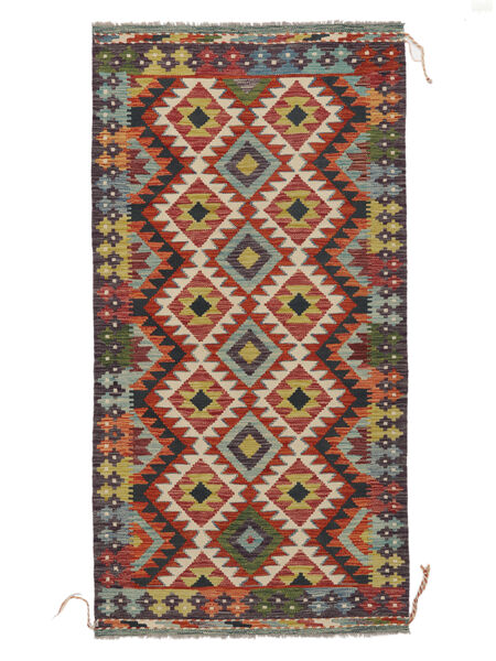 104X200 Kelim Afghan Old Stil Teppich Orientalischer Dunkelrot/Schwarz (Wolle, Afghanistan) Carpetvista