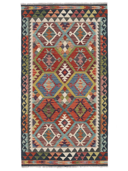  Orientalisk Kelim Afghan Old Style Matta 103X193 Mörkröd/Svart Ull, Afghanistan Carpetvista