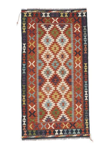  Orientalsk Kelim Afghan Old Style Teppe 102X197 Mørk Rød/Svart Ull, Afghanistan Carpetvista