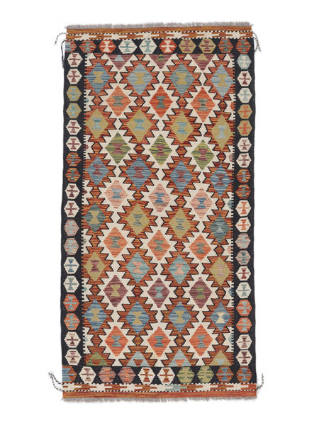  103X197 Kelim Afghan Old Stil Teppich Braun/Schwarz Afghanistan Carpetvista
