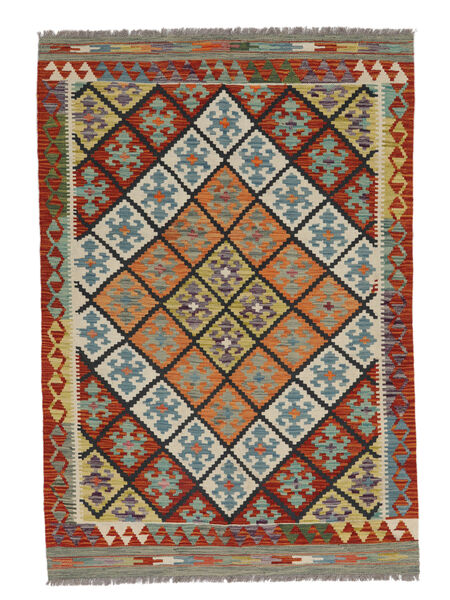 絨毯 キリム アフガン オールド スタイル 124X183 ダークレッド/ダークグリーン (ウール, アフガニスタン)