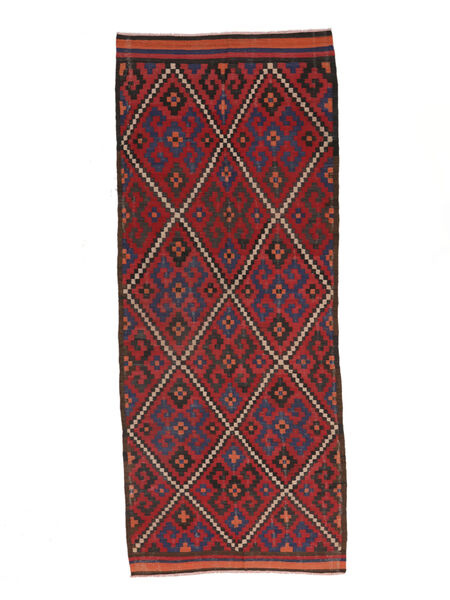  Afghan Vintage Kelim Matot 140X346 Musta/Tummanpunainen Carpetvista