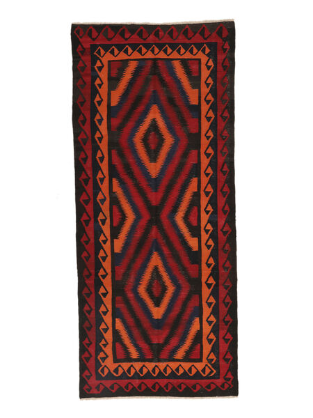  Afghan Vintage Kelim Vloerkleed 145X342 Zwart/Donkerrood Carpetvista