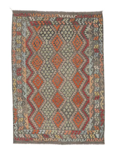 204X292 Kelim Afghan Old Style Teppe Orientalsk Brun/Mørk Rød (Ull, Afghanistan) Carpetvista