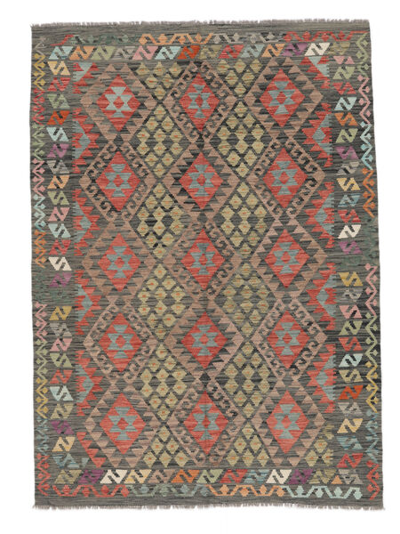 Kelim Afghan Old Style Teppe 179X251 Brun/Svart Ull, Afghanistan Carpetvista