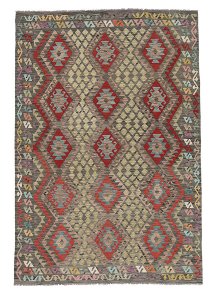 Kelim Afghan Old Stil Teppich 199X295 Braun/Dunkelrot Wolle, Afghanistan Carpetvista
