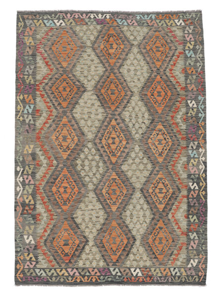 Kelim Afghan Old Stil Teppich 206X299 Braun/Dunkelgelb Wolle, Afghanistan Carpetvista