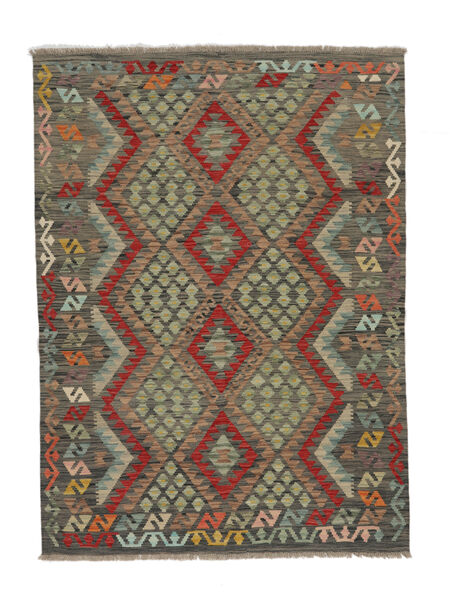 絨毯 キリム アフガン オールド スタイル 146X201 茶色/ブラック (ウール, アフガニスタン)