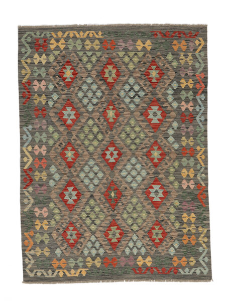 Kelim Afghan Old Style Teppe 151X203 Brun/Mørk Gul Ull, Afghanistan Carpetvista
