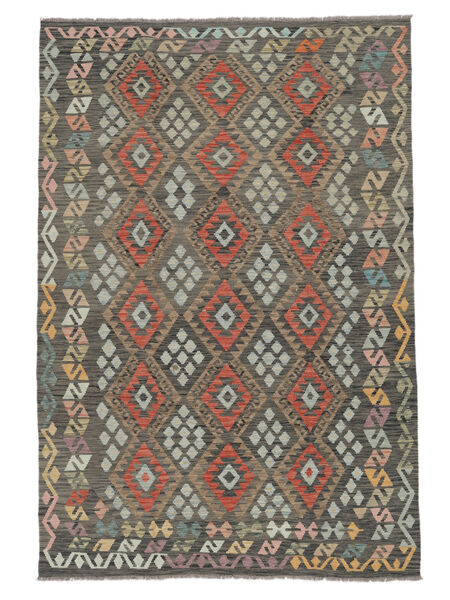200X299 Tapis D'orient Kilim Afghan Old Style Marron/Noir (Laine, Afghanistan) Carpetvista