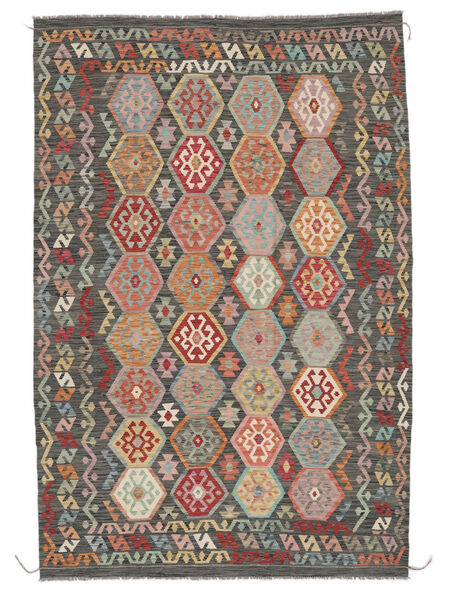 197X295 Kelim Afghan Old Style Teppe Orientalsk Brun/Svart (Ull, Afghanistan) Carpetvista