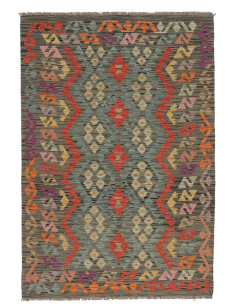  126X185 Kelim Afghan Old Style Teppe Brun/Svart Afghanistan Carpetvista