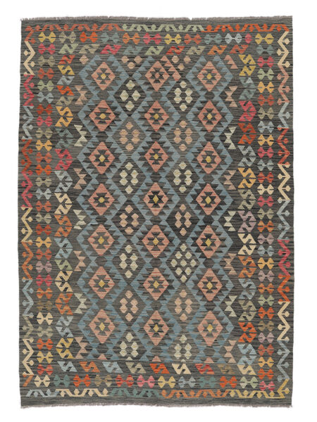 206X292 Tappeto Orientale Kilim Afghan Old Style Marrone/Nero (Lana, Afghanistan) Carpetvista