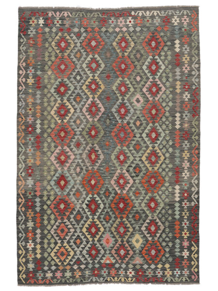 絨毯 オリエンタル キリム アフガン オールド スタイル 199X301 ブラック/ダークイエロー (ウール, アフガニスタン)