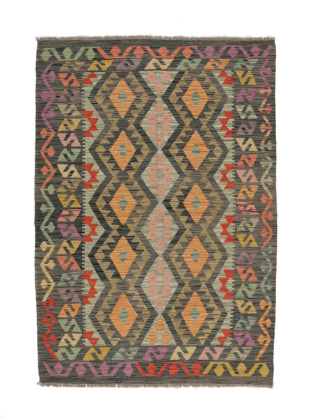 Kelim Afghan Old Style Teppe 129X184 Brun/Svart Ull, Afghanistan Carpetvista