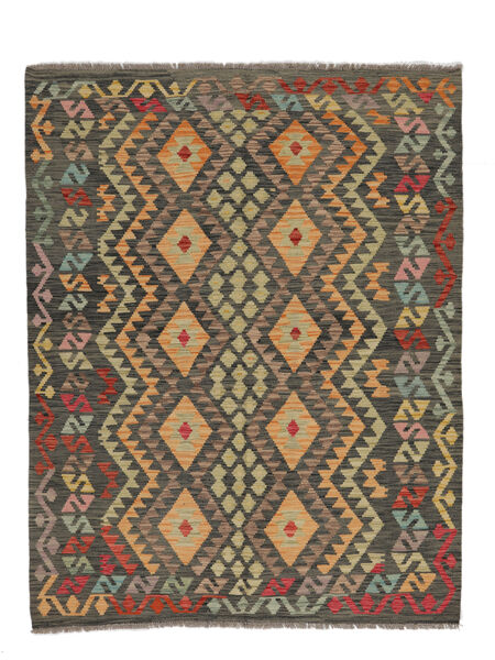 155X199 Kelim Afghan Old Style Matta Orientalisk Brun/Svart (Ull, Afghanistan) Carpetvista