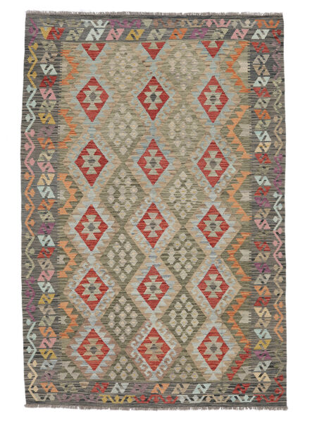 197X294 Tapis D'orient Kilim Afghan Old Style Marron/Noir (Laine, Afghanistan) Carpetvista