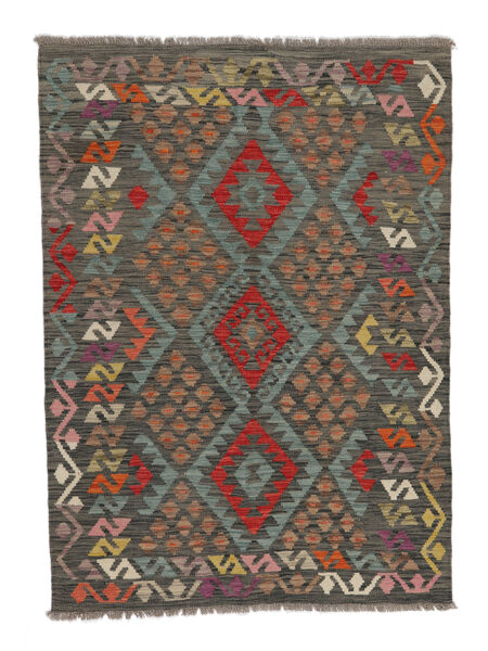 絨毯 キリム アフガン オールド スタイル 127X174 ブラック/茶色 (ウール, アフガニスタン)