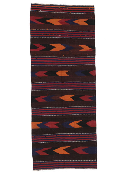 136X336 Afghan Vintage Kelim Vloerkleed Oosters Tapijtloper Zwart/Donkerrood (Wol, Afghanistan) Carpetvista
