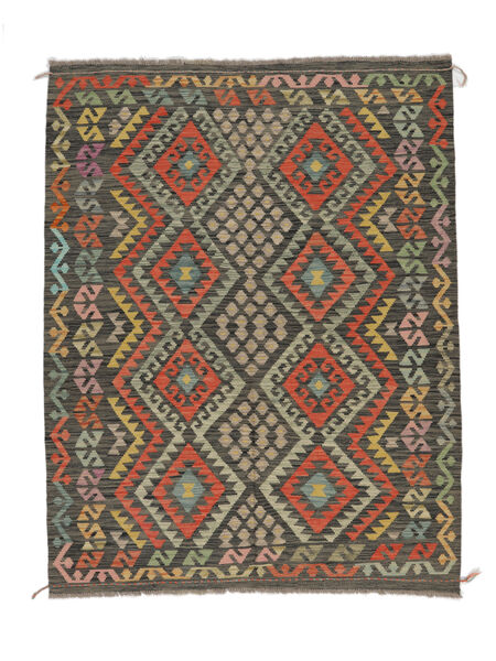 Kelim Afghan Old Stil Teppich 154X197 Schwarz/Dunkelgelb Wolle, Afghanistan Carpetvista