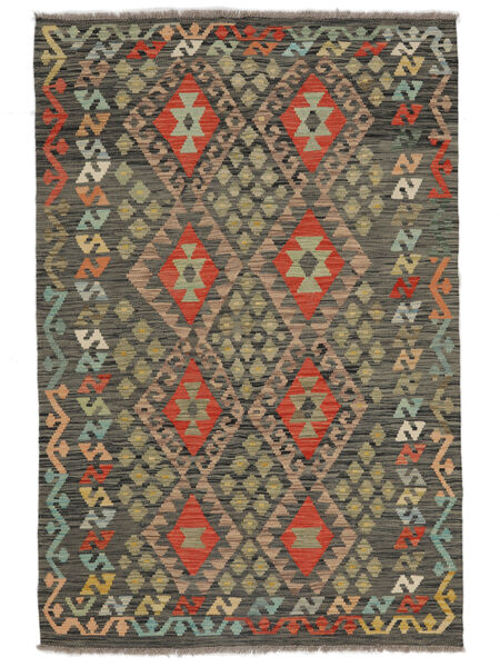  Kelim Afghan Old Stil Teppich 125X187 Schwarz/Dunkelgelb Carpetvista