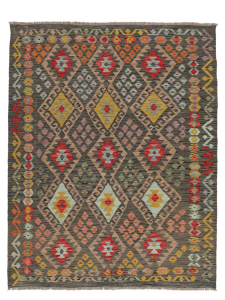 絨毯 オリエンタル キリム アフガン オールド スタイル 157X194 茶色/ブラック (ウール, アフガニスタン)
