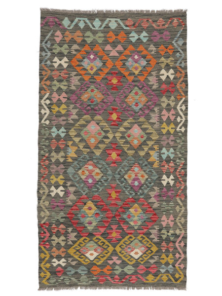  103X191 Kelim Afghan Old Stil Teppich Braun/Schwarz Afghanistan Carpetvista
