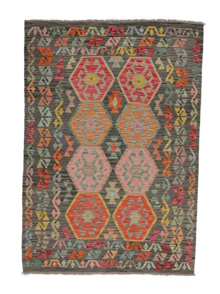 Tapete Kilim Afegão Old Style 126X182 Castanho/Preto (Lã, Afeganistão)