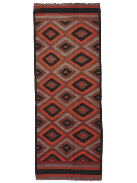 128X334 Afghan Vintage Kelim Tæppe Orientalsk Løber Mørkerød/Sort (Uld, Afghanistan) Carpetvista