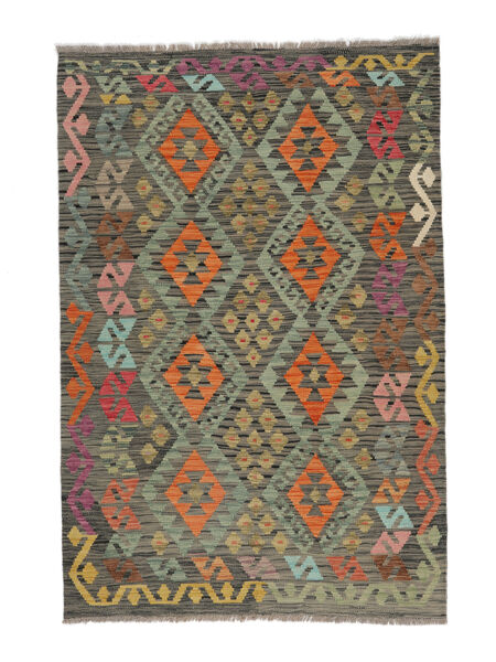 絨毯 オリエンタル キリム アフガン オールド スタイル 122X179 ダークグリーン/ブラック (ウール, アフガニスタン)