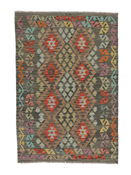  122X178 Kilim Afghan Old Style Rug Brown/Black Afghanistan Carpetvista