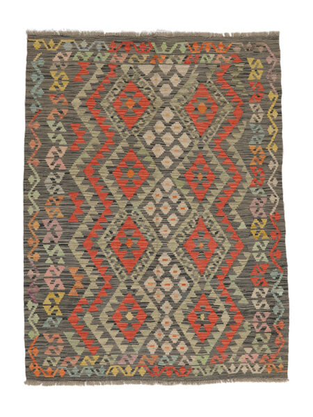 130X173 Kelim Afghan Old Style Matta Brun/Grön Afghanistan Carpetvista