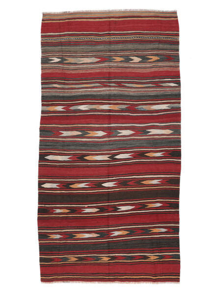  Afghan Vintage Kilim Alfombra 152X285 Vintage De Lana Rojo Oscuro/Negro Pequeño Carpetvista
