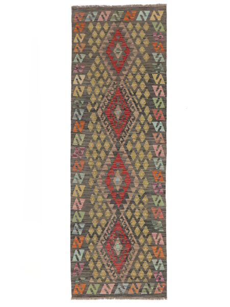  84X255 Kelim Afghan Old Style Teppe Løpere Brun/Svart Afghanistan 