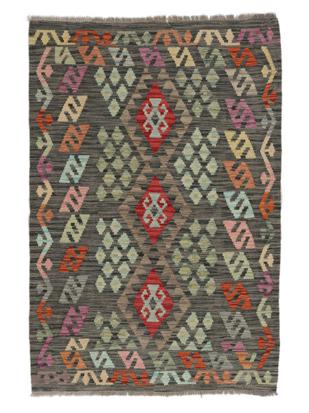 105X154 絨毯 キリム アフガン オールド スタイル オリエンタル ブラック/ダークイエロー (ウール, アフガニスタン) Carpetvista