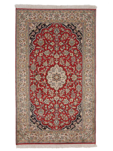 96X160 Kashmir Ren Silke Teppe Orientalsk Brun/Mørk Rød (Silke, India) Carpetvista