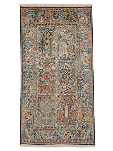  Orientalisk Kashmir Äkta Silke Matta 90X170 Brun/Mörkgul Silke, Indien Carpetvista
