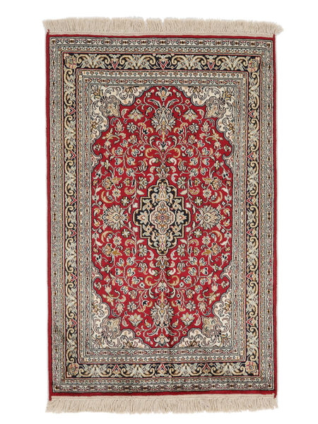 61X96 絨毯 カシミール ピュア シルク オリエンタル 茶色/ダークレッド (絹, インド) Carpetvista