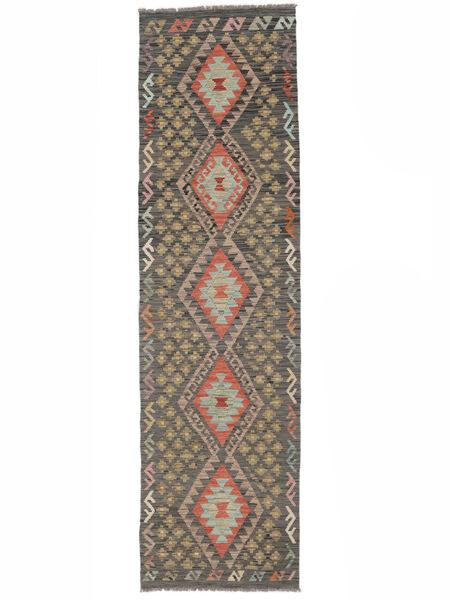 83X301 Kelim Afghan Old Style Orientalisk Hallmatta Brun/Svart (Ull, Afghanistan) Carpetvista