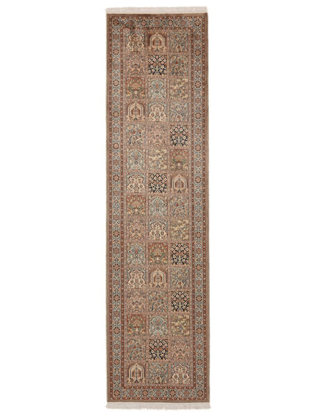 Orientalischer Kaschmir Reine Seide Teppich 81X310 Läufer Braun Seide, Indien Carpetvista