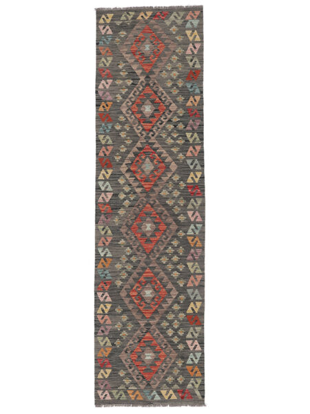 81X298 Kelim Afghan Old Style Orientalisk Hallmatta Brun/Svart (Ull, Afghanistan) Carpetvista
