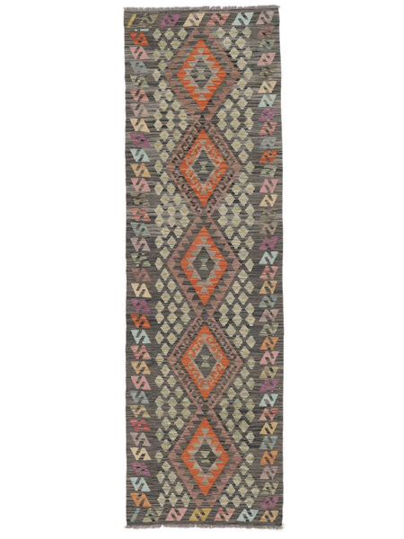 89X295 Kelim Afghan Old Style Orientalisk Hallmatta Brun/Svart (Ull, Afghanistan) Carpetvista
